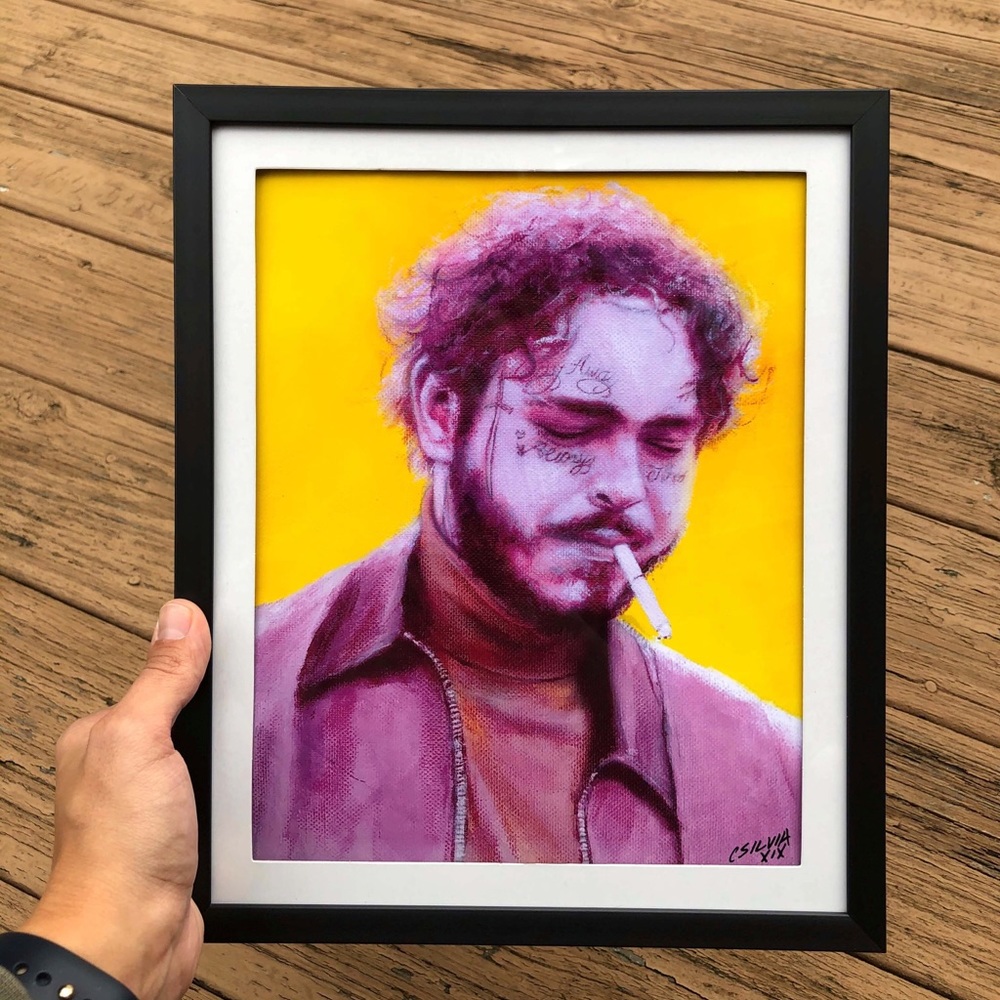 8.5x11” framed print of my Post Malone painting